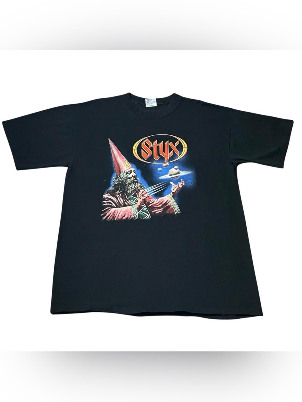 Vintage Styx Man Of Miracles Wizard 2001 Band Tour T Shirt Men’s Black